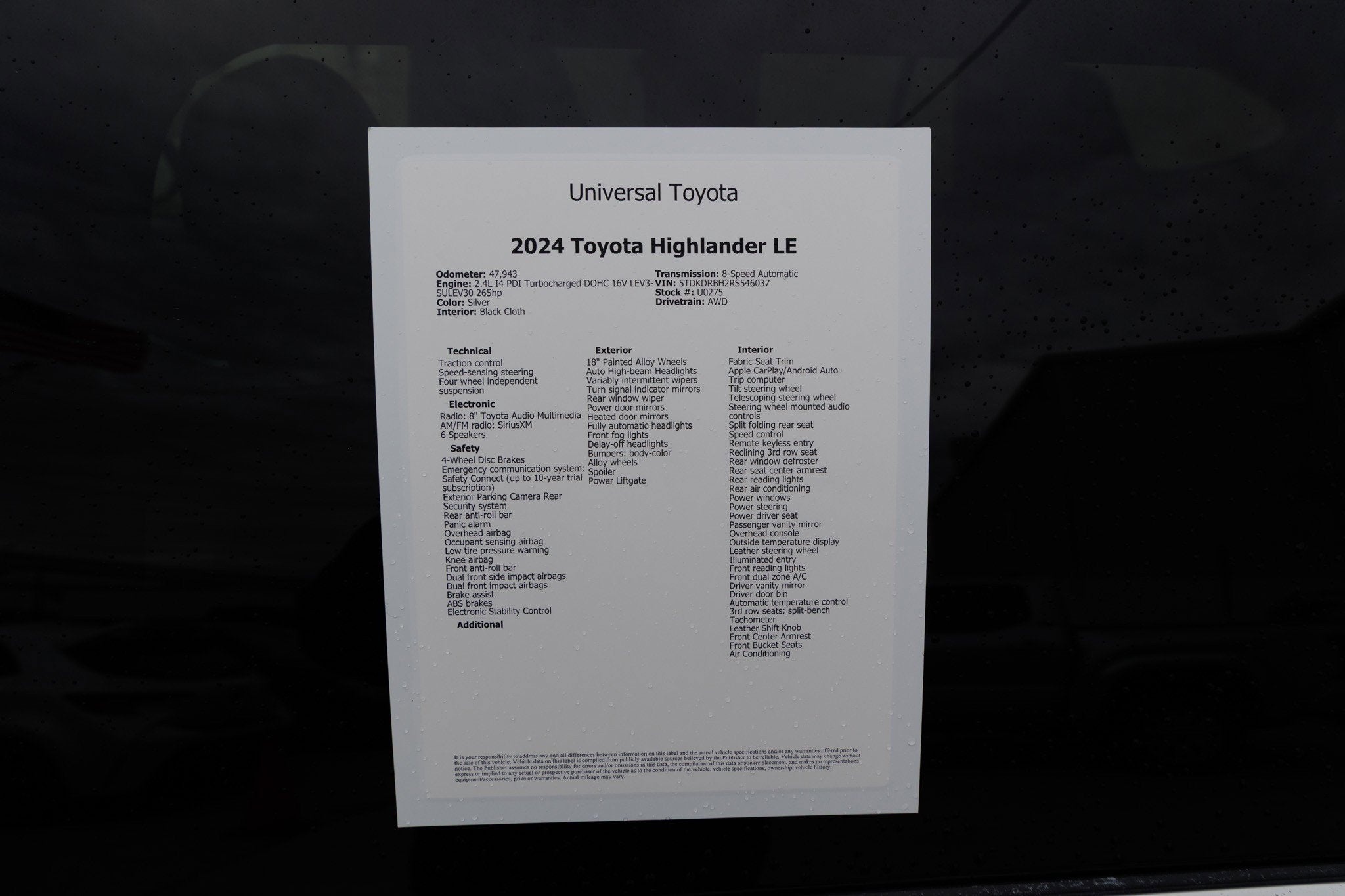 2024 Toyota HIGHLANDER LE