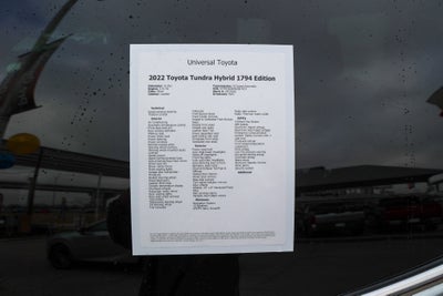2022 Toyota TUNDRA HV 4X4 1794 Edition Hybrid