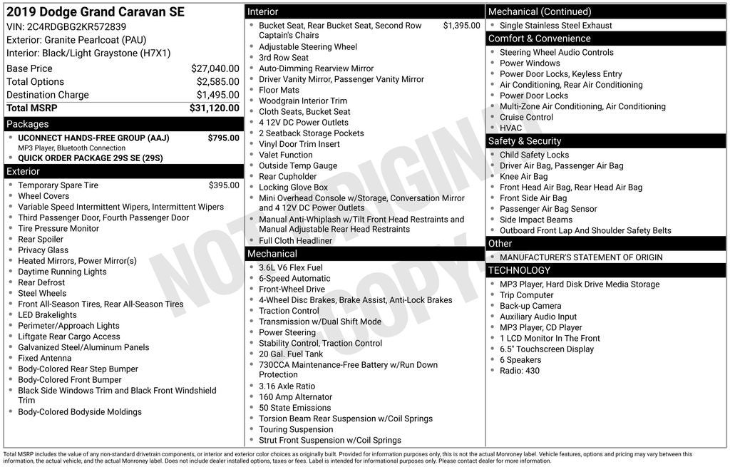 2019 Dodge Grand Caravan SE