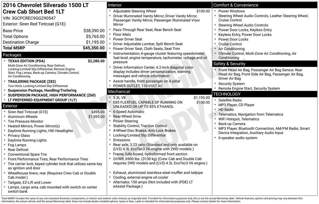 2016 Chevrolet Silverado 1500 LT LT1
